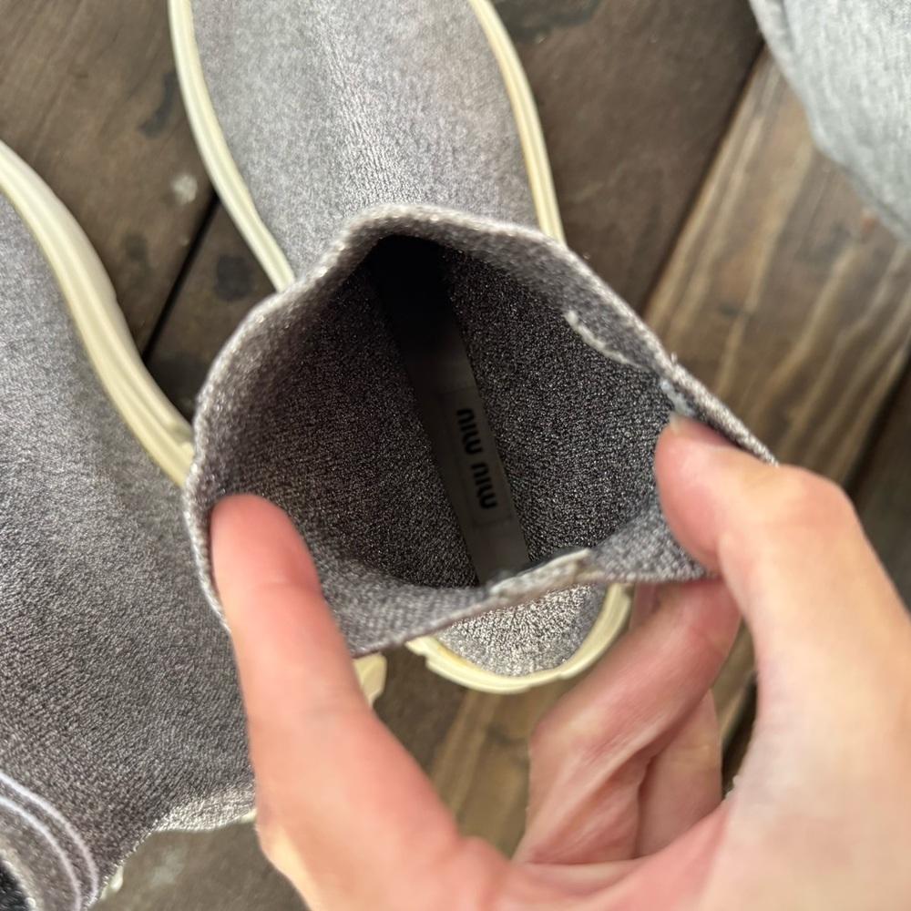 Miu Miu Textured Gray Boots - Picture 12 of 12